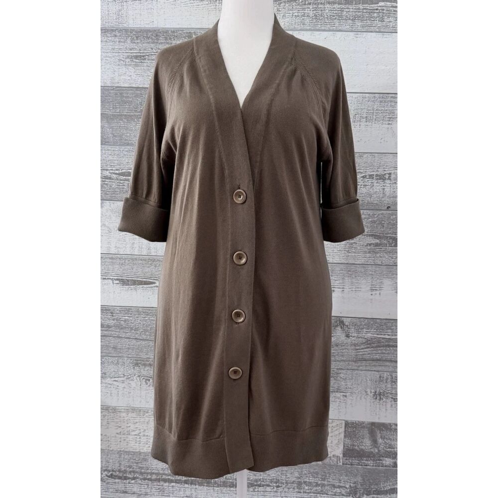 Banana Republic Short Sleeve Button Up Brown Wool Blend XL Cardigan Academia
